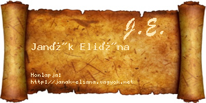 Janák Eliána névjegykártya